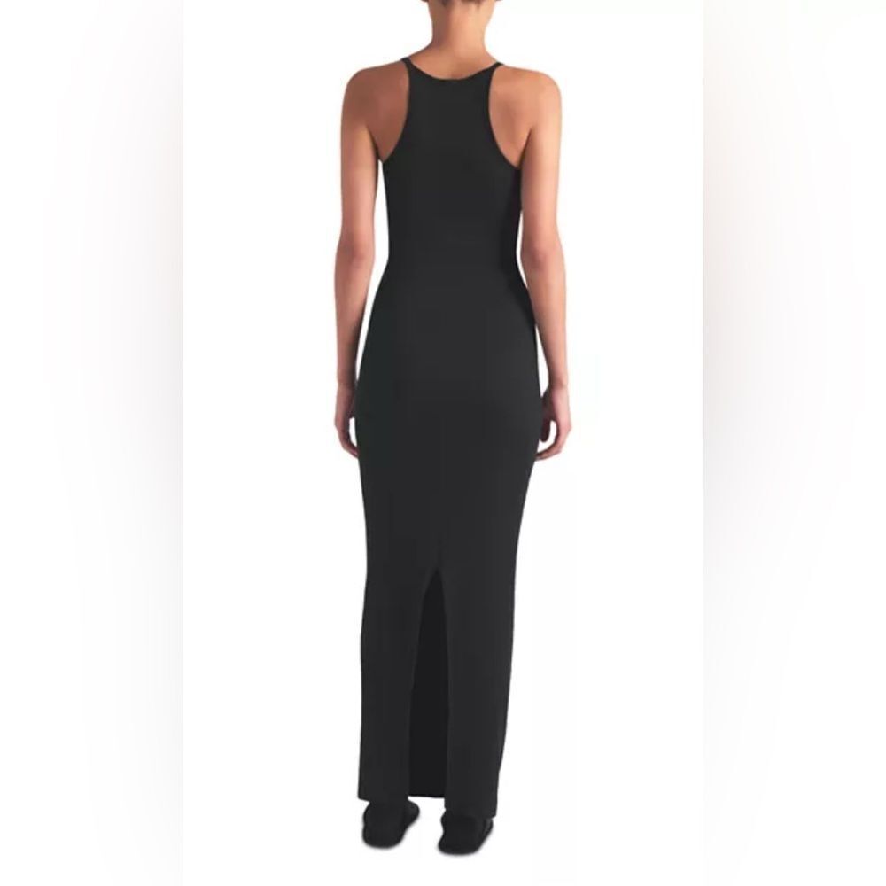 SKIMS Cotton Rib Long Tank Dress Black Medium NWT IN PACKAGE - Picture 3 of 9